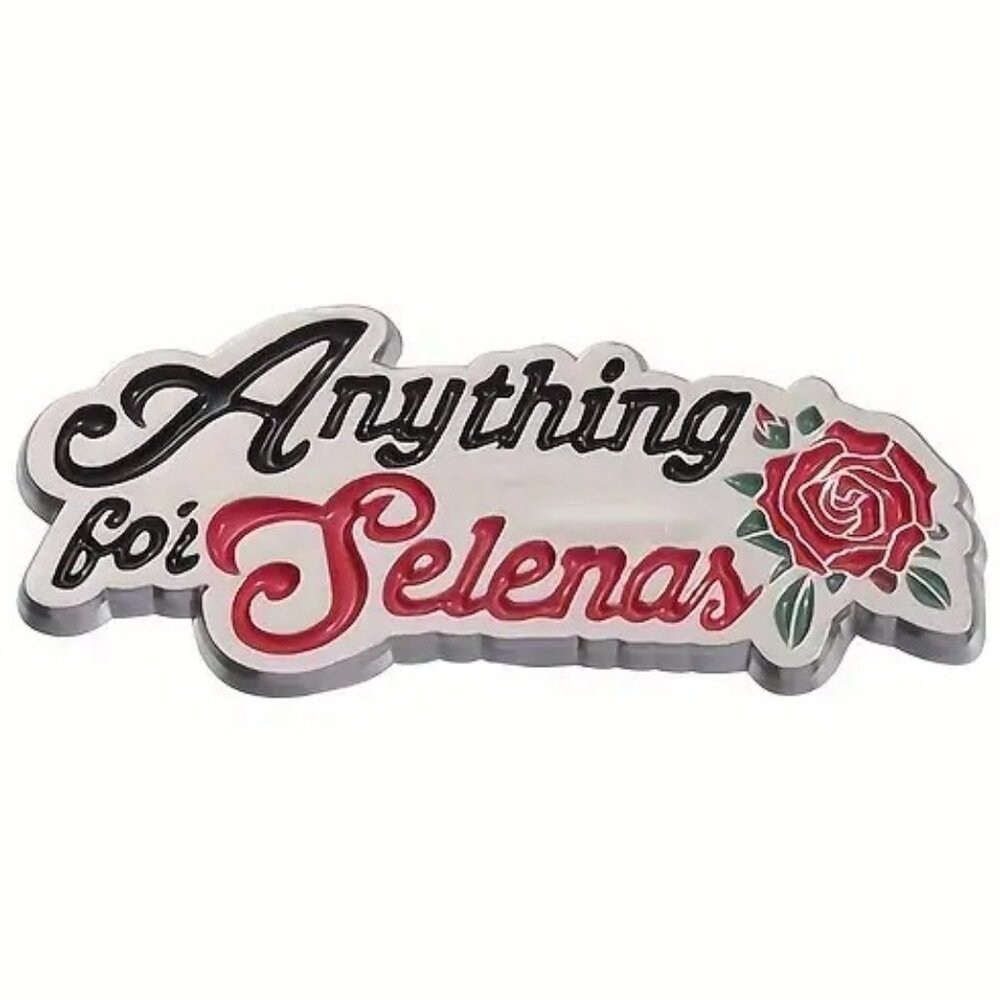 Anything for Selenas Silver Enamel Pin Brooch Rose Singer Tejano